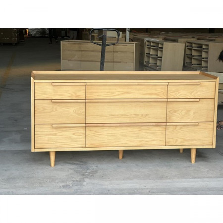 SB589 : Tủ Ngang 09 Ngăn Kéo Màu Vàng Gỗ - Ngang 172cm
